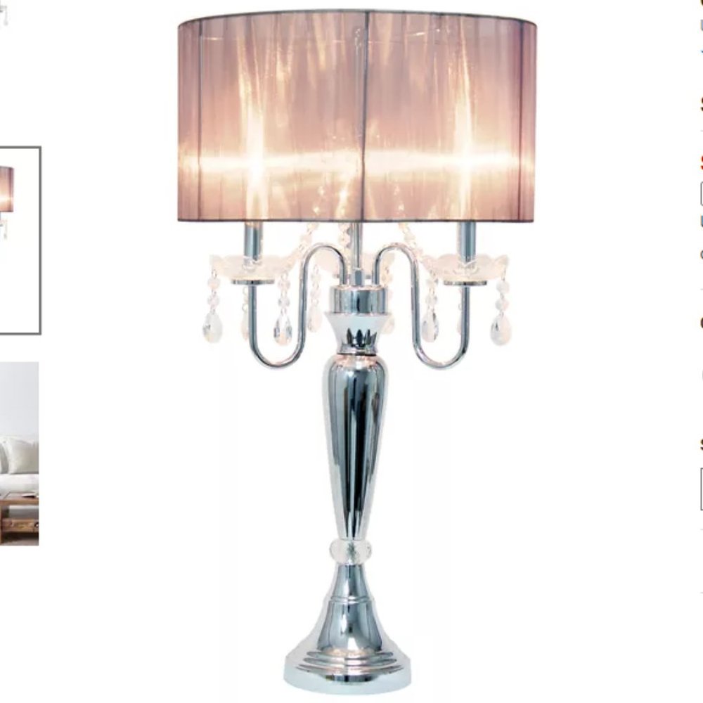 NWOT: Elegant Designs Romantic Table Lamp with Crystals